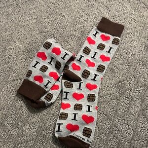Gray and Brown Heart Socks